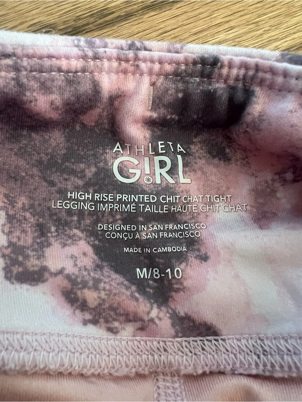 Athleta Pink and Black Marble-Print Kids Leggings